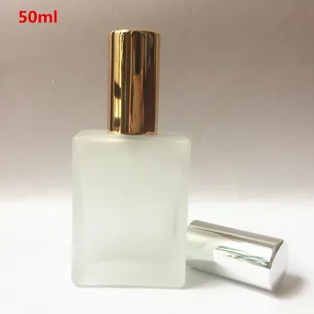 

(10pcs/lot)50ML empty square clear frosted glass perfume bottles with mist atomizer refillable spray perfume glass