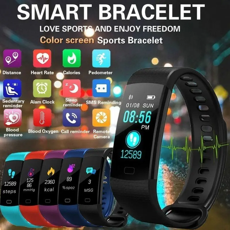 

Smart Y5 Bluetooth Bracelet Color Screen Smartband Blood Pressure Heart Rate Monitor Measurement Fitness Tracker Smart Watch
