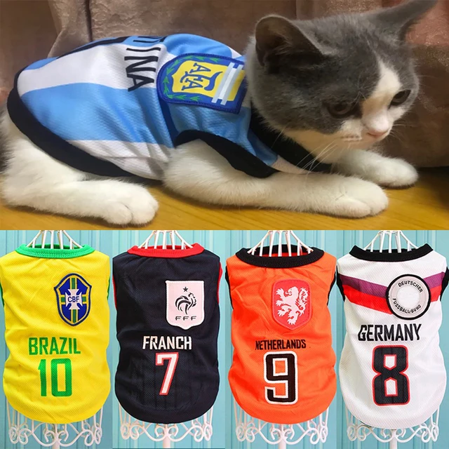 Football Jersey Summer Cat Clothes Cotton Pet Cat Tshirt Clothing For