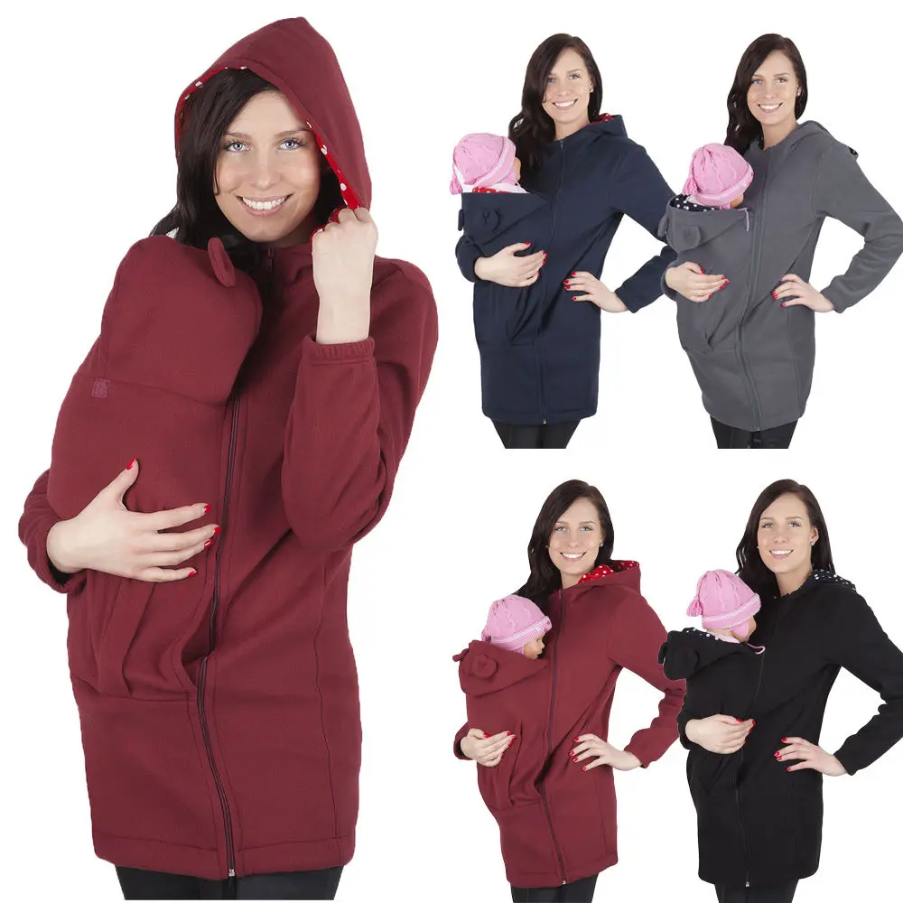 Полюсная теплая флисовая толстовка с капюшоном для беременных; пуловер; многофункциональная одежда для малышей; толстовки с капюшоном для мамы и ребенка