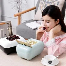 Еда закуски ленивый коробка для хранения Инструменты Double Deck Круглый Пластик рабочего мусора ленивый хранения фруктов лоток случае организатор мобильного телефона