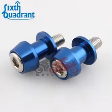 Blue 10mm font b Motorcycle b font CNC Rear Stand Swing Arm Spool Sliders Stand font