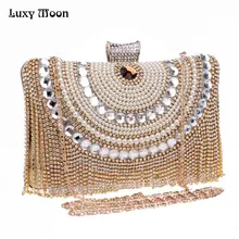 Luxy Moon вечерняя сумочка-клатч, Новое поступление, модные вечерние сумочки с кисточками и бриллиантами, сумка на плечо, сумка-мессенджер с цепочкой, bolsas ZD699