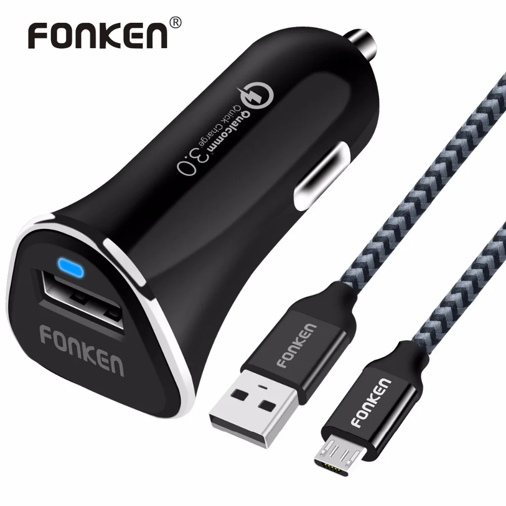 FONKEN USB شاحن سيارة سريعة تهمة 3.0 QC3.0 سيارة-شاحن سريع سيارة الهاتف شاحن 12 فولت 1.5A USB محول ل الهاتف المحمول