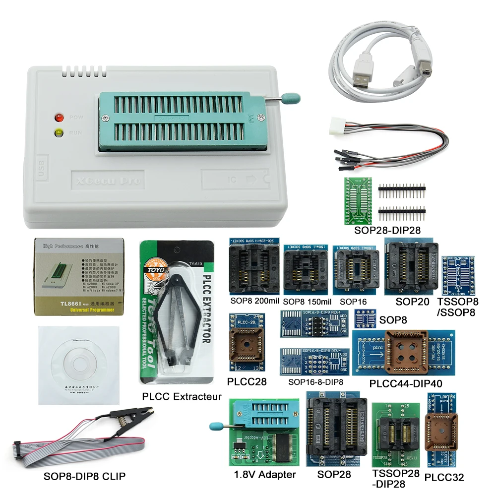 Заводская цена! Оригинальный Minipro V8.51 TL866ii Plus + 17 адаптеров EEPROM Универсальный Bios USB
