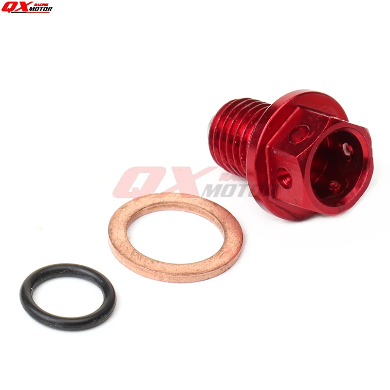 

Red Magnetic Megneto Engine M12 Oil Drain Plug Bolt Nut Screw Washer Pit Dirt Monkey Bike ATV Quad Buggy Kart Motorcycle