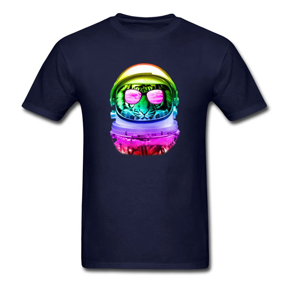 Custom Cool Space Tiger T-Shirt 2018 New Summer/Autumn Short Sleeve O-Neck Tops Tees Pure Cotton Man Street T-shirts Cool Space Tiger navy