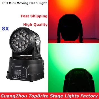 

8Pcs/Lot Mini LED Moving Head Light Good Quality 18X3W RGB Mini Wash With 8/13 DMX Channels For Professional Stage Dj Lights