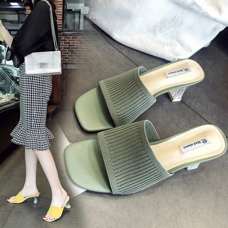 

Rubber Slippers Flat Female Mules Leather Brief Clogs Platform Loafer Modis Chunky Heel Water Low Outside Slides Sandal New