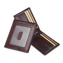 Натуральная кожа деньги держатель доллар цена кошельки Винтаж Для мужчин мини-кошелек с металлическим зажимом функциональная деньги клип Для мужчин тонкий кошелек
