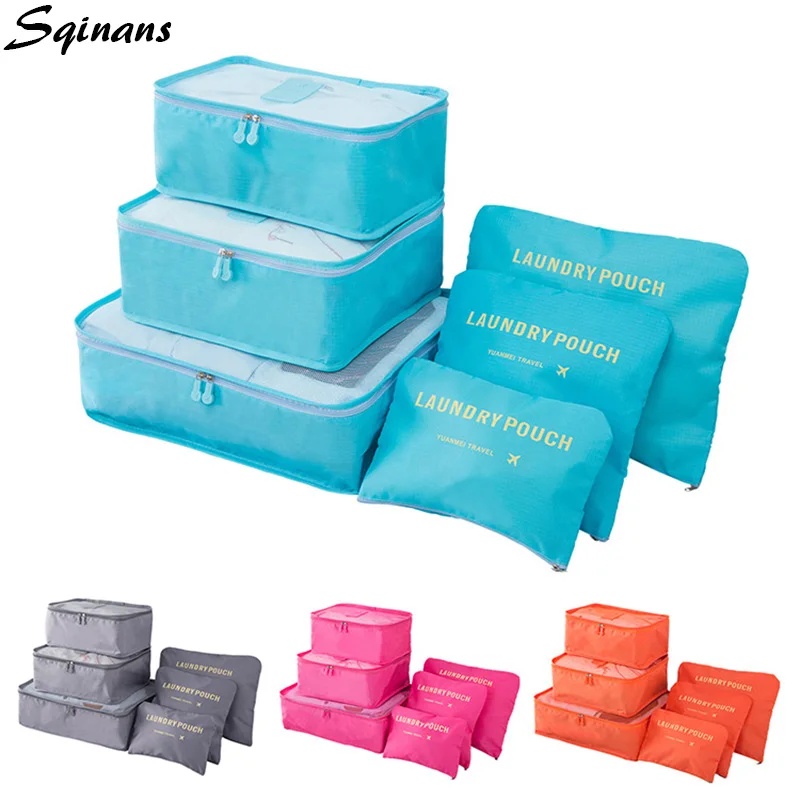 

Sqinans 6pcs/Set Travel Organizer Storage Bags Clothes Packing Laundry Bag Portable Clothes Tidy Travel Pouch Luggage Organizer