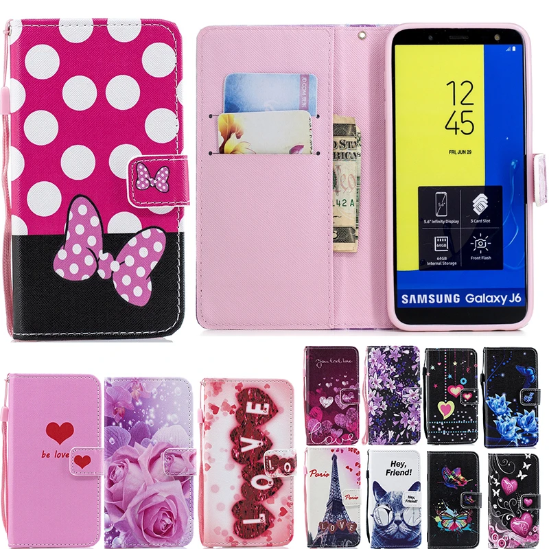 

Leather Wallet Flip Case Cover for Samsung Galaxy S10e S10 Plus J2 Pro 2018 j4 J6 Plus 2018 J8 Note 9 Cartoon Drop Proof Shell