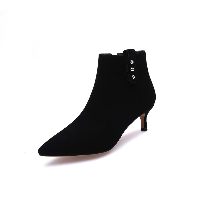 Negro Tacón Manera 2018 De La Fino Punta En Botas Tobillo Prom rosado Alto Elegante Otoño Damas Mujeres Moonmeek aBzddw