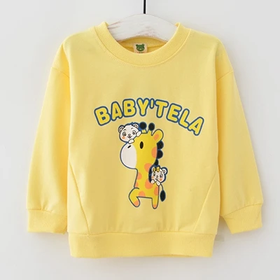 Audel/хлопковая футболка с длинными рукавами для маленьких мальчиков и девочек; весенне-Осенняя детская одежда с круглым вырезом и принтом с героями мультфильмов; G199 - Цвет: yellow