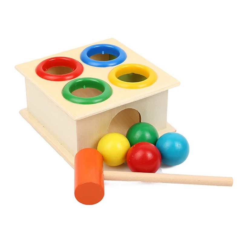 Hammering Wooden Ball+Hammer Box Children Early Learning Educational
