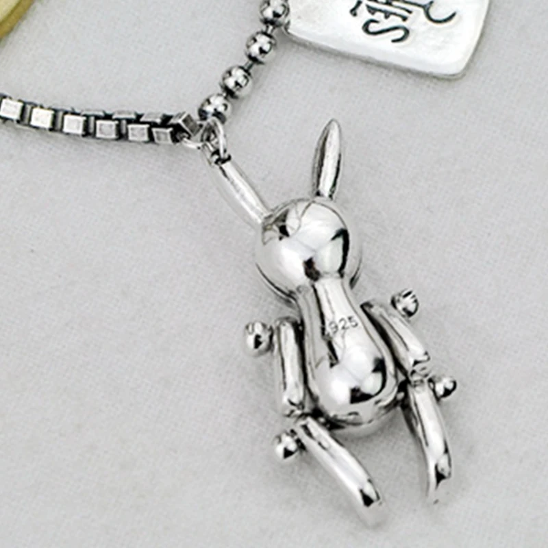Удача милый кролик ожерелье «кролик» вращающаяся конечность S925 серебро животное колье Ожерелье Ретро женское ожерелье Черная пятница предложения