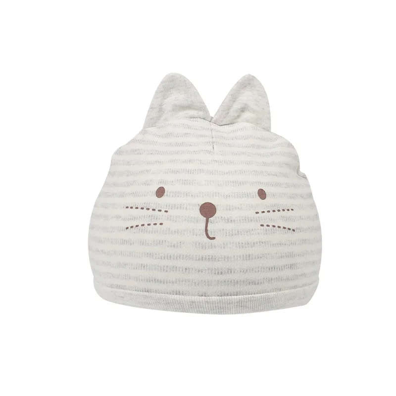 Organic Cotton Newborn Baby Hat Striped Cat Ears Infant Beanie Soft Double Layer Tire Hat Cure Newborn Beanie Baby Boys Clothing (6)