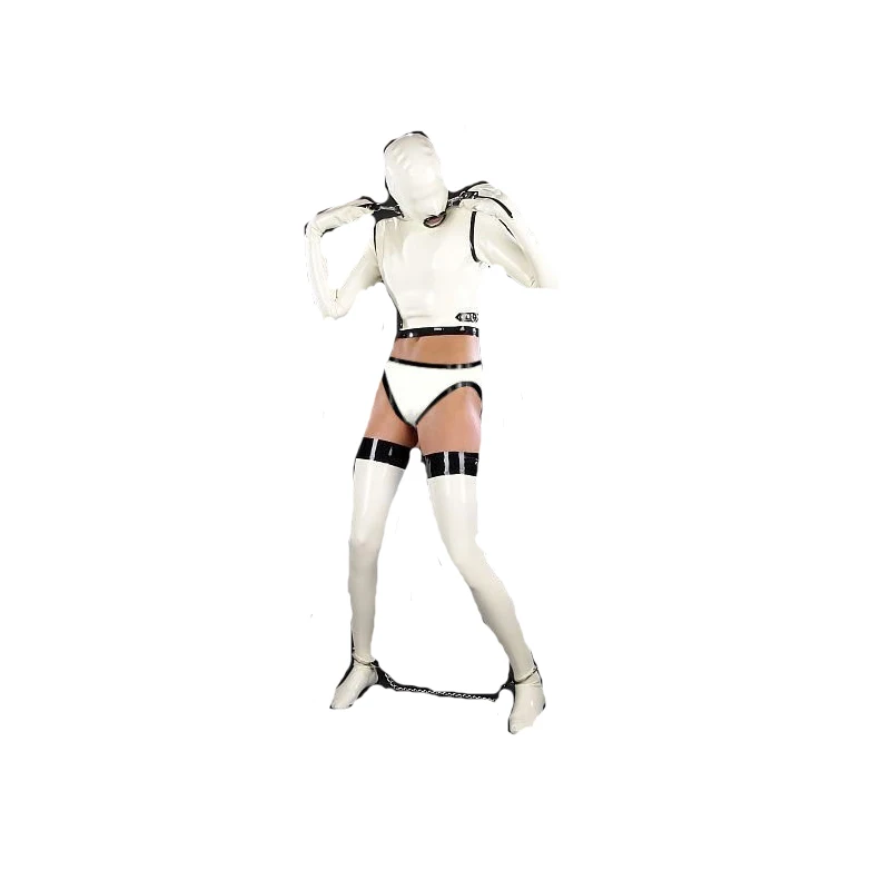 

Latex Rubber Catsuit Suit Sexy Black and White Bodysuit Mask Feet Size XXS~XXL