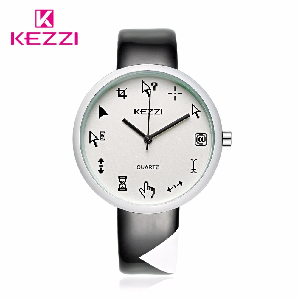 

KEZZI New Fashion Watch Women Leather Cute Dog Pattern Casual Quartz Wristwatch Girl Students Popular Waterproof Dress Watch