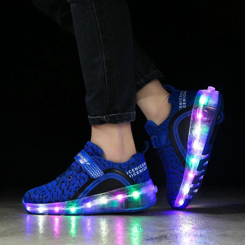 

Child Sports Shoes for Baby Girls Led Sneakers with Wheels and Lights Kids Shoes Luminous Autumn Toddler Boys Glowing Sneakers