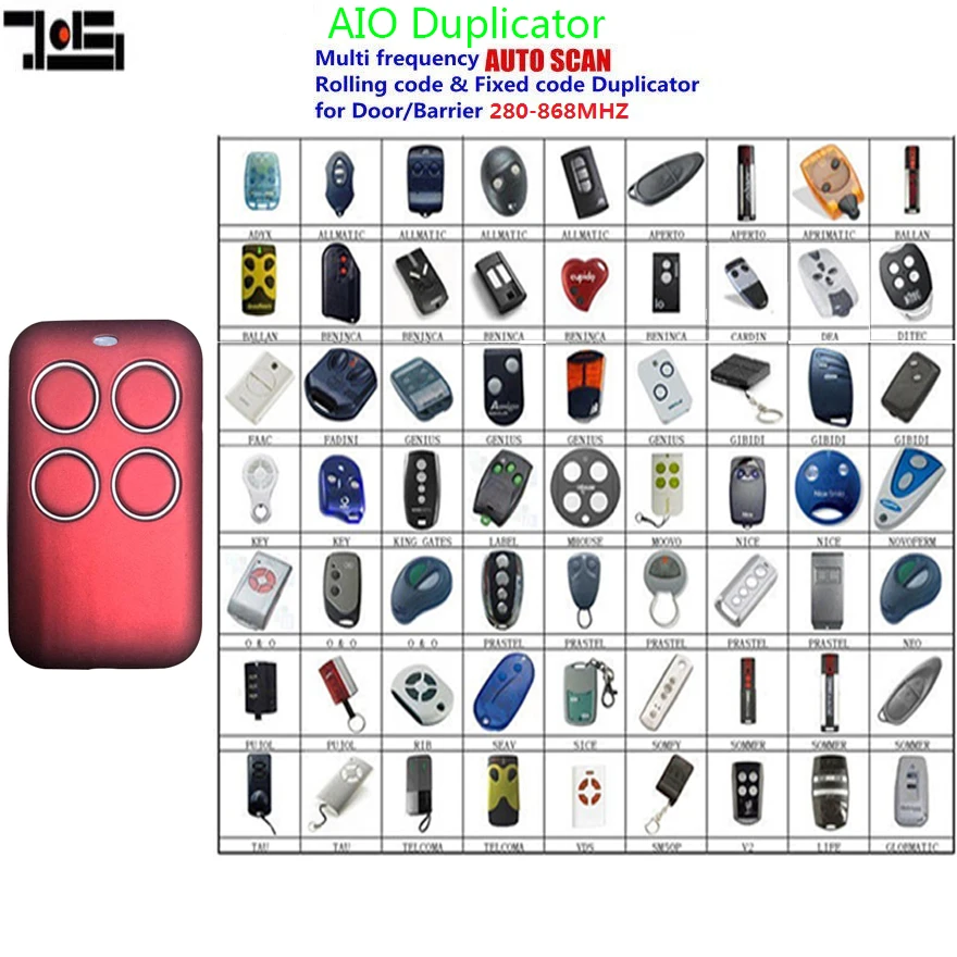 

Auto Scan Multi Frequency 280-868MHz AIO Duplicator Remote Control