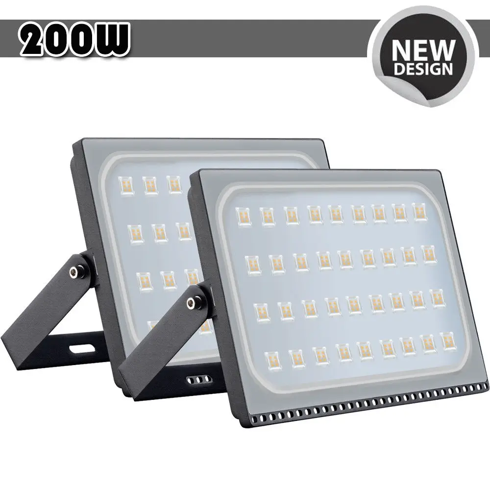 2pcs Ultraslim 200W LED Floodlight Outdoor Security Lights 110V 220V Warm white Waterproof IP65