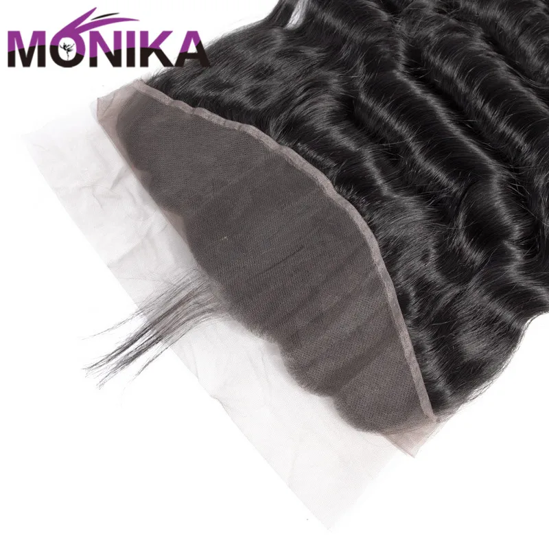 Monika Hair 13x4 Pre Plucked Lace Frontal Closure Brazilian Loose Deep Wave Frontal Non Remy Human Hair Closure Free/Middle Part