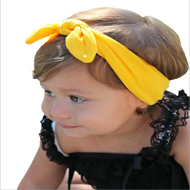 Baby Kids Girls Bowknot Rabbit Ear Hairband Cotton Headband Turban Knot