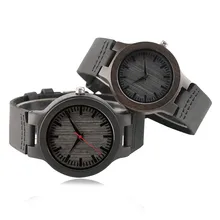 KW Couple Lover Natural Wood Quartz Wristwatch Sport Black Leather Strap Watches Men 45mm Dial Women 38mm Dial Creative Gift bobo bird zebra series wood watches simple wooden dial quartz wristwatch for gift