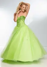 Hot Sale Sparkle Beaded Sweetheart Aqua Lime Green Tulle Ball Gown font b Prom b font