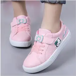 Весна и Осень kitty повседневная обувь для девочек Tenis Chaussure Enfant детские кроссовки для девочек розовая повседневная обувь с милым бантом