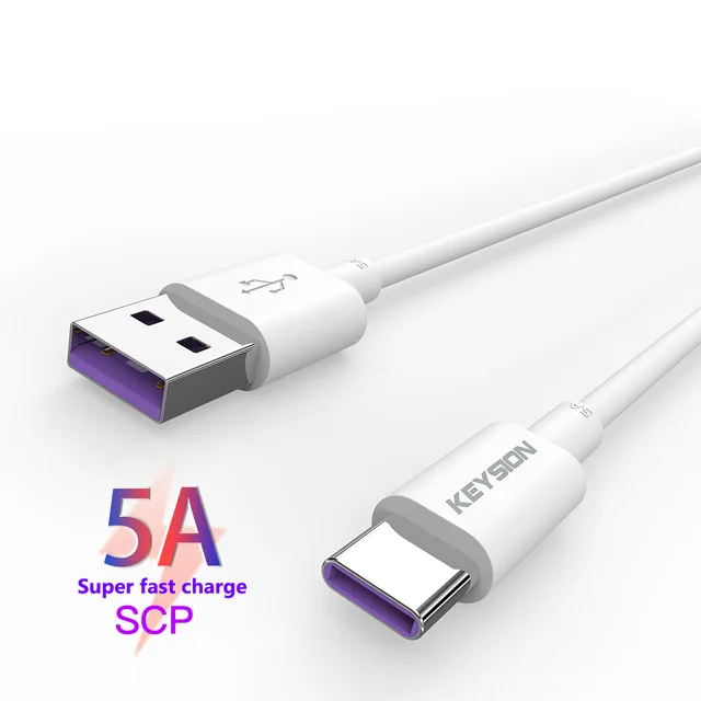 KEYSION type-C 5A супер зарядный usb-кабель для Oneplus 7 Pro 6 t 1+ 7 USB C провод для быстрого заряда для Xiaomi Redmi Note 7 mi 9 SE mi A2 - Цвет: Белый