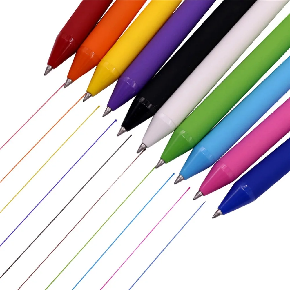 

1 Box 10 Pcs Pen Tip 0.5mm Ballpoint Pen Large Capacity Ink Matte Soft And Plastic Facile Writer Color Painting Pen Gift Package