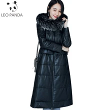Зимний пуховик из натуральной кожи, женский черный тонкий пуховик из натуральной овчины, новинка, натуральный мех енота, с капюшоном, теплые женские куртки