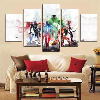 

5 Panel Canvas Art Watercolor Cartoon DC Comics Posters Prints Modular Wall Picture Canvas Painting for Living Room Home Decor