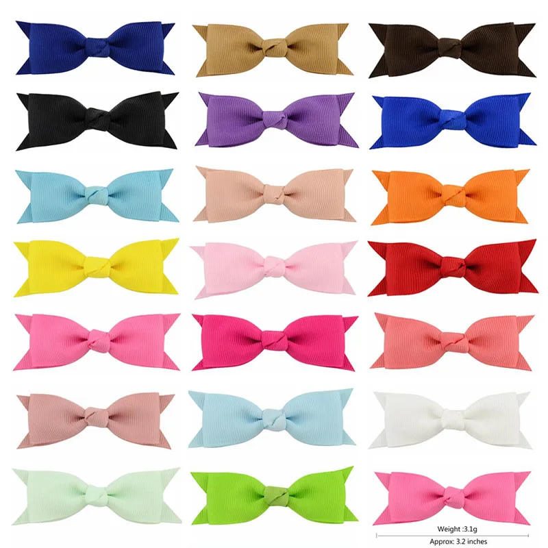 

(40 pieces/lot) Wholesale 3.2 inch Solid Ribbon Bowknot Hairpin 20 Colors Fashion Double-deck Hair Bows Kids Baby Hair Clips