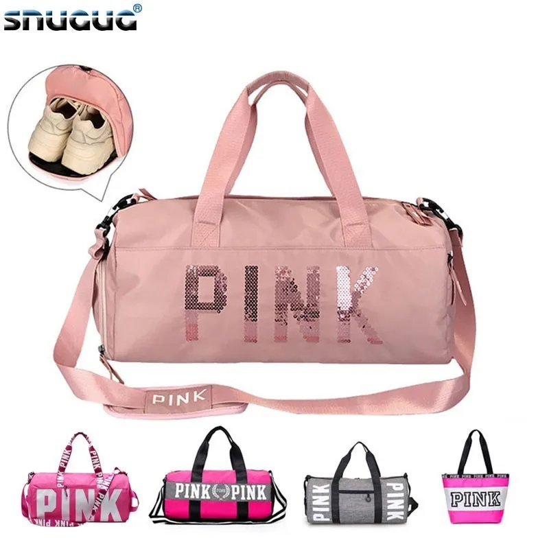  2019 New Cheap Sequins Black Gym Bag Women Shoe Compartment Waterproof Sport Bags For Fitness Train - 33044755741