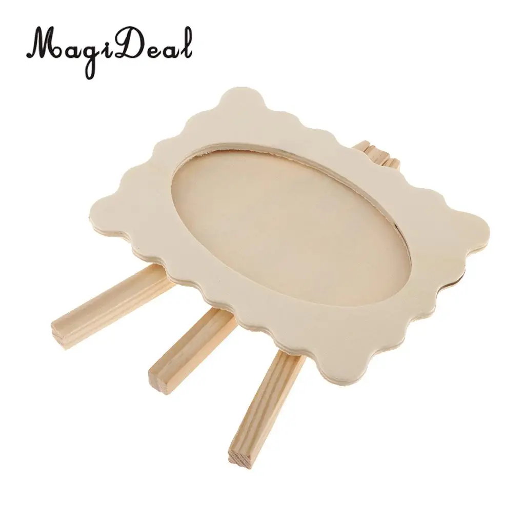 MagiDeal Unfinished Wood Photo Frames Easel Design Picture Frame for Kids DIY Craft