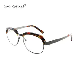 Gmei оптический Мода очки смешанные материалы Овальный полный обод оправы для очков для мужчин и женщин рецепт T8071