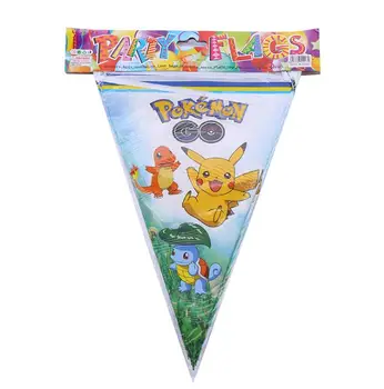 

10pcs/lot Pokemon Pikachu Banner And Flag Cartoon Theme Party For Kids/Boys Happy Birthday Decoration Theme Party Supply