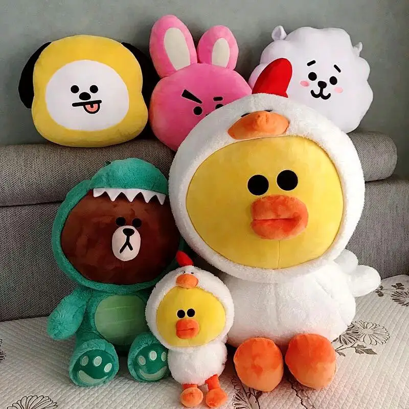 23cm60cm Korean Dolls Giant Brown Bear Plush Dolls Dinosaur Tiger Dog