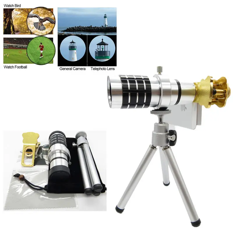 ZEALLION 12X Universal Metal Telephoto Telescope Lens + Metal Lens Clip