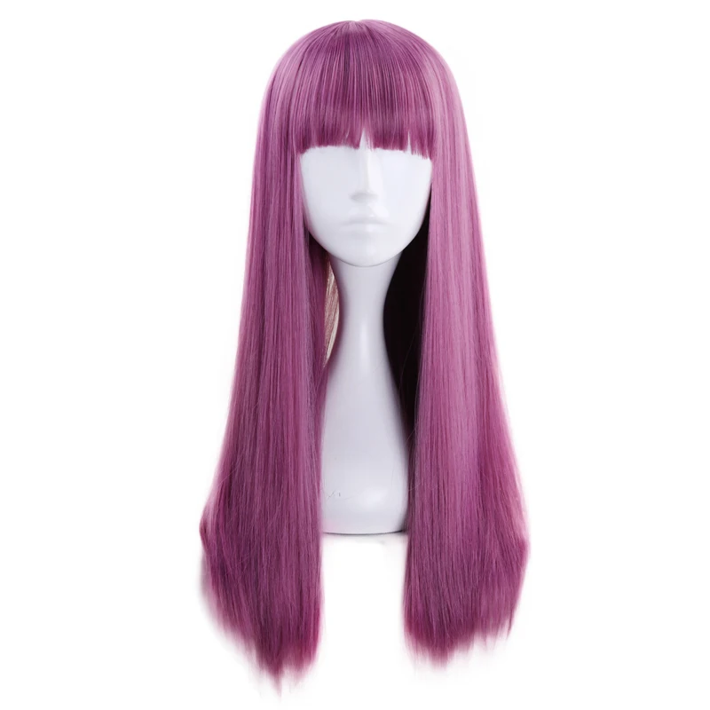 

Descendants 2 Mal Pinkish Purple Long Straight Wig Cosplay Costume Heat Resistant Synthetic Hair Women Party Cosplay Wigs