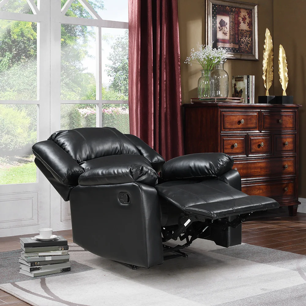 

Modern Faux Leather Recliner Adjustable Cushion Footrest Modern Recliner Seat Home Theater Seating with soft upholstery
