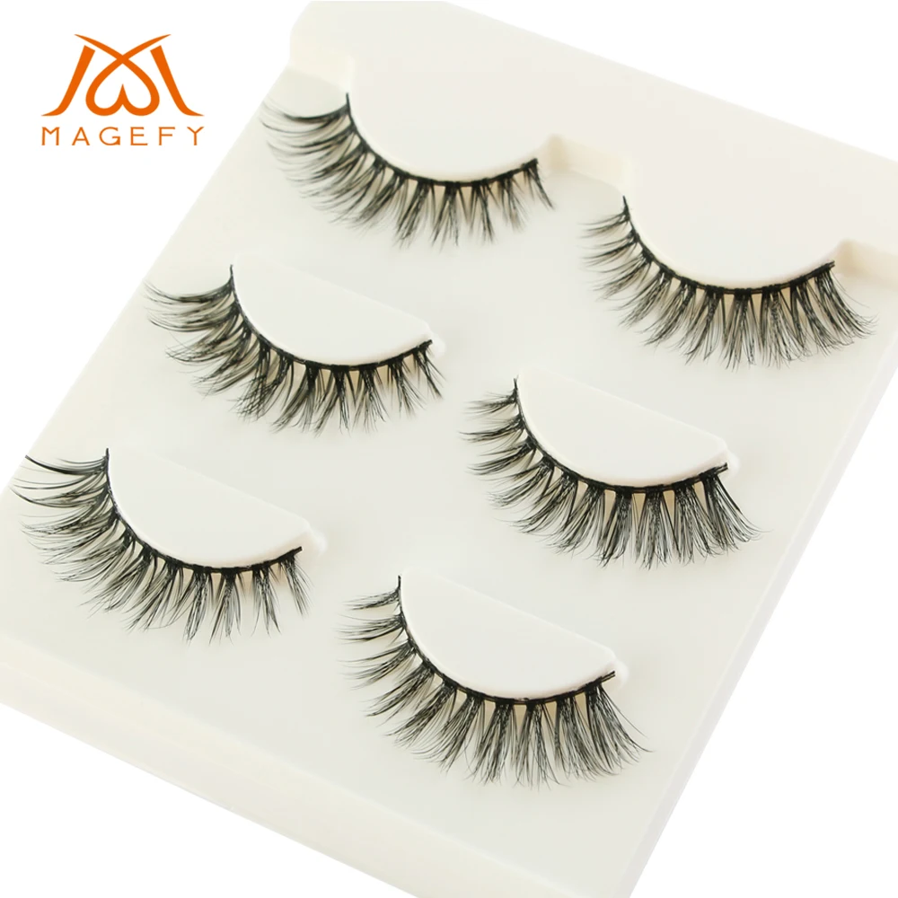 

Sexy 3 Pairs Handmade Natural Long 3D False Eyelashes Handmade Makeup Beauty Thick Fake Multilayer Eye Lashes Extension Tools