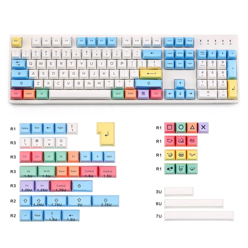  PBT SA chalk Keycaps set 158 keys Cherry MX switch keycaps for Wired USB Mechanical Gaming keyboard