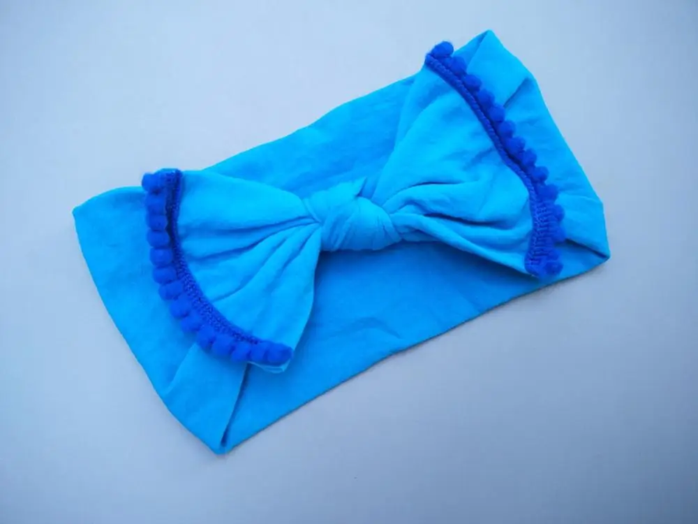16 Royal blue Милая Детская повязка на голову с большим бантом для маленьких девочек, 22 ярких цвета, хлопковая нейлоновая эластичная повязка-Узелок на голову аксессуары для волос - Цвет: 16 Royal blue