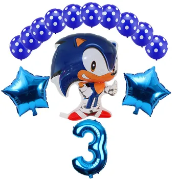 

14pcs/lot Sega Sonic the Hedgehog Super Hero Double Side Foil Balloon Boy Girl Brithday Party 32 inch number balloons decor