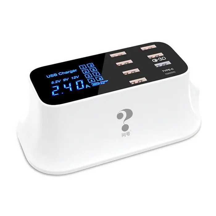 Смарт usb type C светодиодный дисплей мобильного телефона 5 в 2.4A(макс) 150 см/59,1 дюйма USB Настольный 100-240 в 50-60 Гц зарядное устройство 8