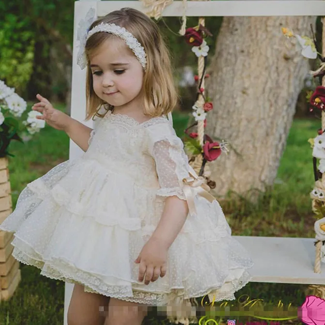 

New Arrival Lace Baby Girls Kids Wedding Princess Dress Girl Dress Birthday Party Pageant Bow Dress Tulle Ball Gown G516